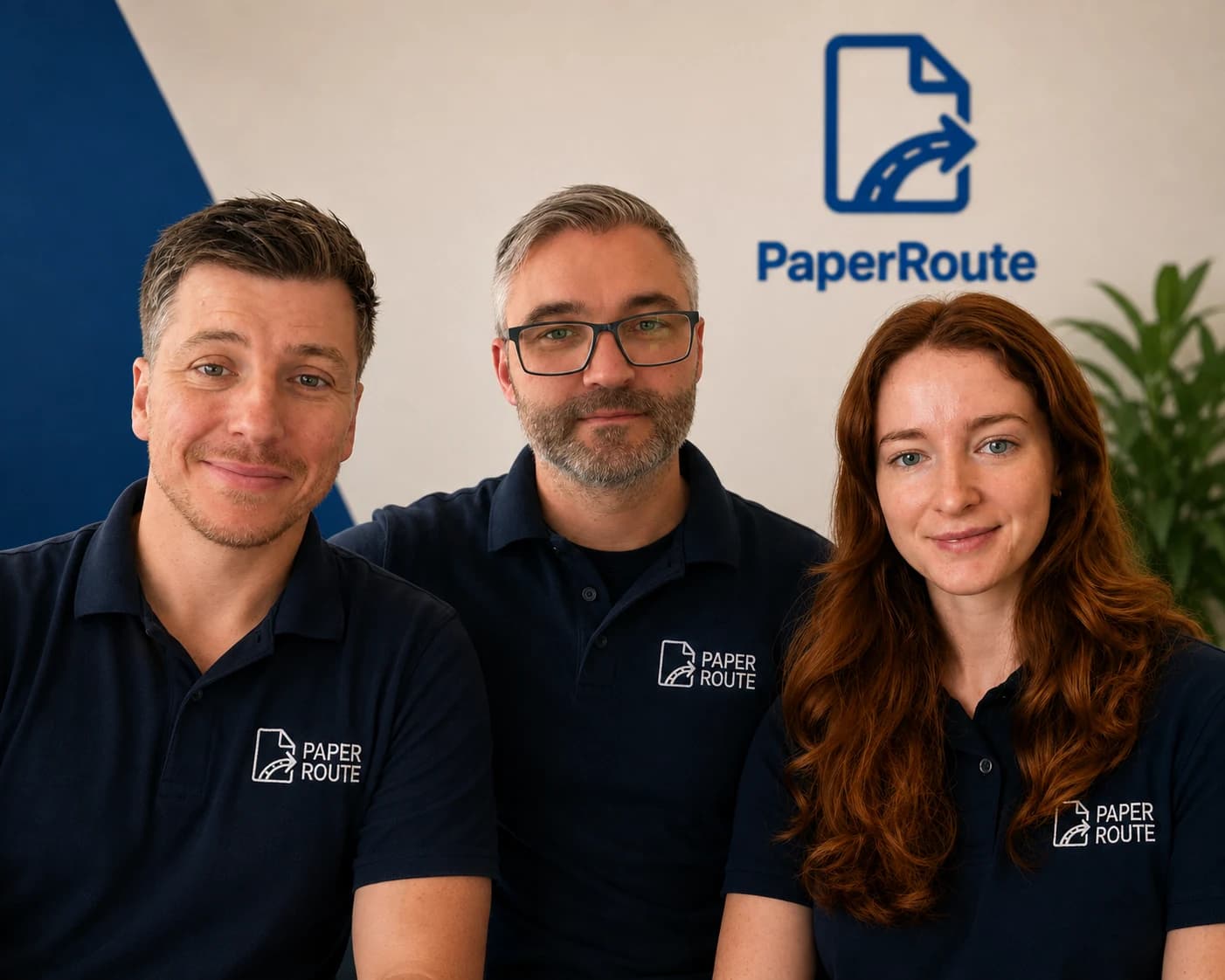 Nick Saunders, Dan Simmons and Katy Watson from the PaperRoute team