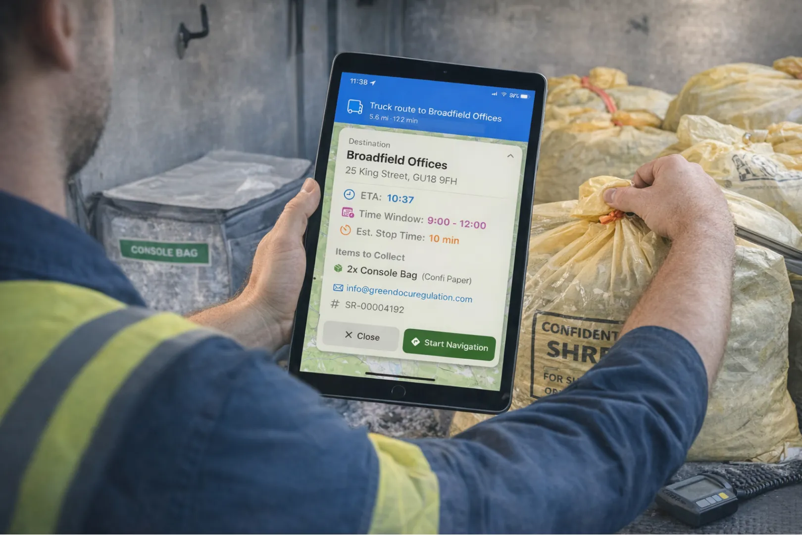 PaperRoute mobile collection workflow used to record a completed waste pickup