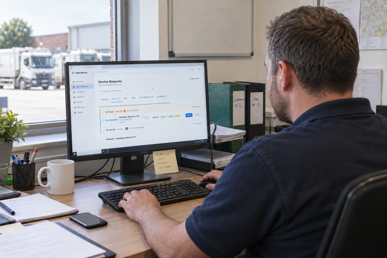 Waste management software dashboard replacing paper WTNs, spreadsheets and manual Sage data entry